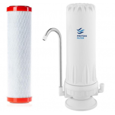 Φίλτρο νερού άνω πάγκου λευκό PFC-WH-S με φίλτρο ενεργού άνθρακα από κέλυφος καρύδας Proteas ULTRA05 EW-012-0100-STANDARD